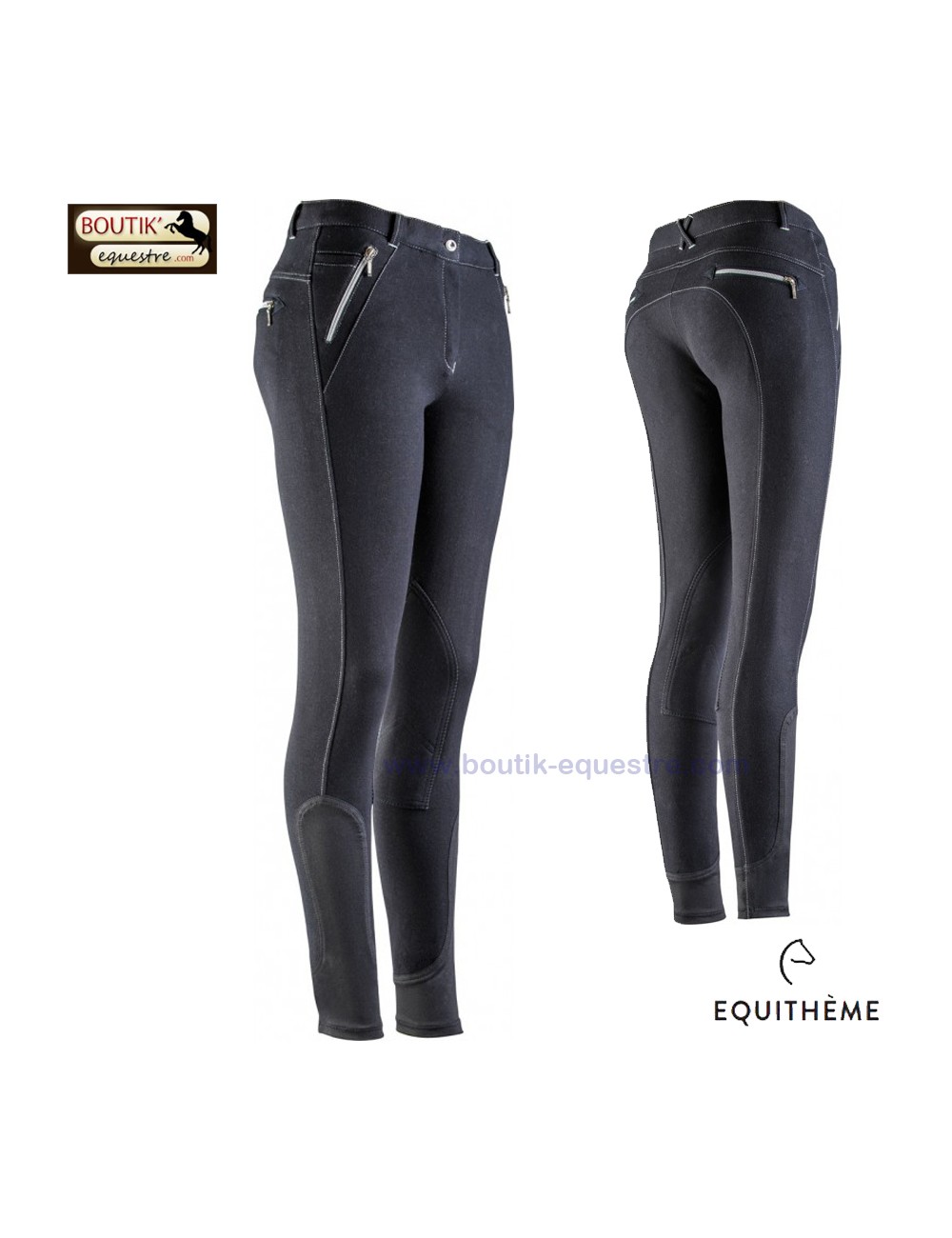 Coutures supérieures Noir/Gris Equi-Theme/EquitM 979201236 Zipper Pantalon Mixte Adulte Taille Unique 
