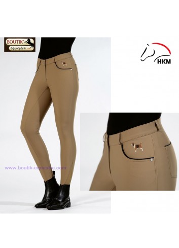 Pantalon HKM Beagle Fond 1/1 silicone - camel