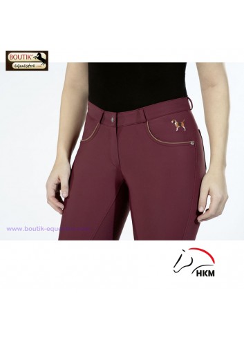 Pantalon HKM Beagle Fond 1/1 silicone - bordeaux